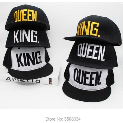 KING QUEEN hats Embroidery Baseball Hats Women Queen CAPS Black Men KING Golden Hats Flat Brim Adult Cap adjustable Snapbacks