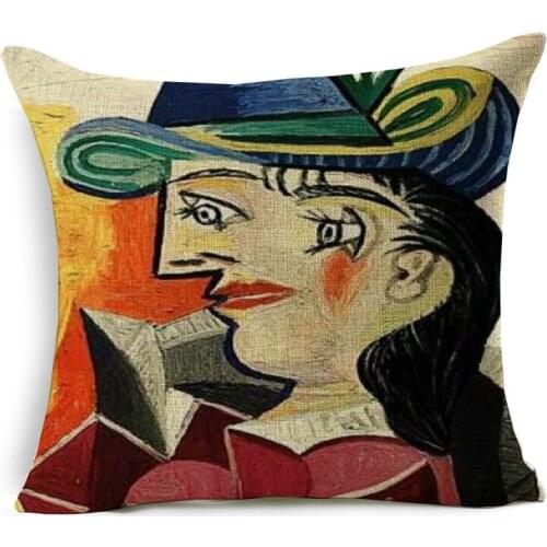 Beauty Girl Pillow Case Picasso Oil Painting Cushion Cover Good Quality Linen Pillowcase Bedroom Decor