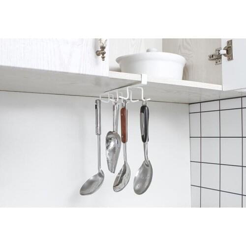 Creative kitchen iron without marks no hole hook hanging rack cabinet storage rack multi-function wardrobe hook