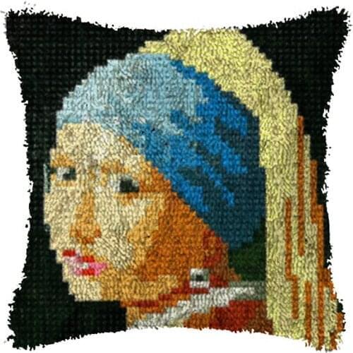 Latch Hook kits Pillow Girl Diy Handmade Printed Canvas Cushion Latch Hook Kits DIY Unfinished accessories