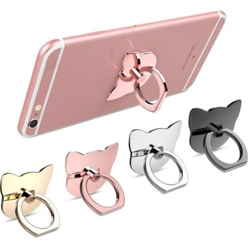 Hot Sale Cat Head Electroplate Finger Ring cute mobile phone holder Stand Rings 360 Degree Stand Holder For iPhone Phone Ring