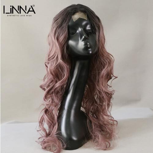 LINNA Long Wavy Botengse Wig With Lace Synthetic Wigs For Women Blonde Heat Resistant Natural Wavy Daily Party Cosplay Wig