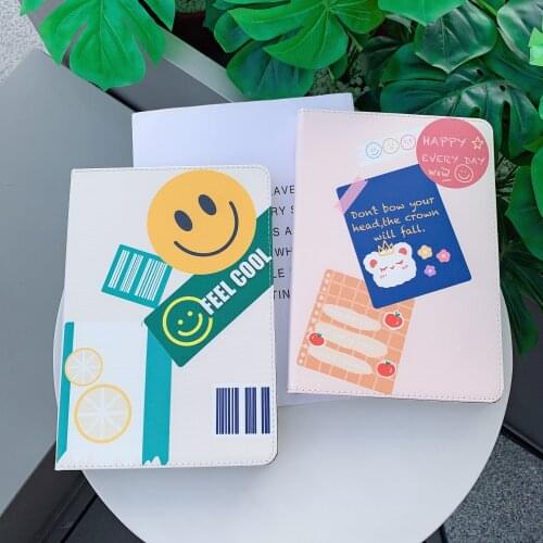 Cute Diary Style Smiling Happy Face Leather Soft Tablet Case For iPad Air 1 2 3 Mini 4 5 Pro 2017 2018 2019 2020 Cover