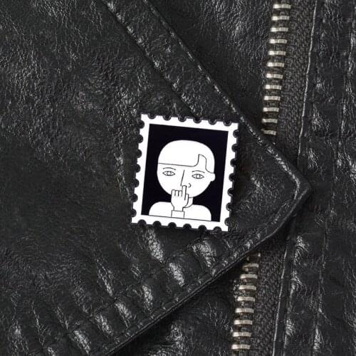 Fashion Retro Cute Boy Picking His Nose Old Photo Personality Design All-match Brooch Creative Student Cartoon Clothing Badge