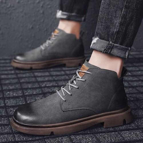 Vintage Style Men Boots Natural Leather Autumn Winter Shoes Waterproof Work&Safety Shoes Men Quality Ankle Boot Botas Hombre VII