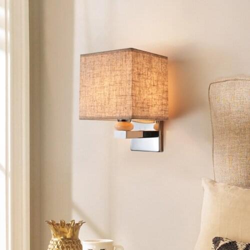 American-Style Living Room Corridor Wall Lamp Modern Simple Bedroom Lamp New Fabric Hotel Bedside Wall Lamp Indoor