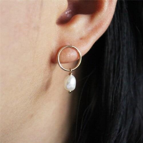 Natural Baroque Pearl Earrings 14 Gold Filled Jewelry Brincos Minimalism Oorbellen Boho Pendientes Drop Earrings For Women