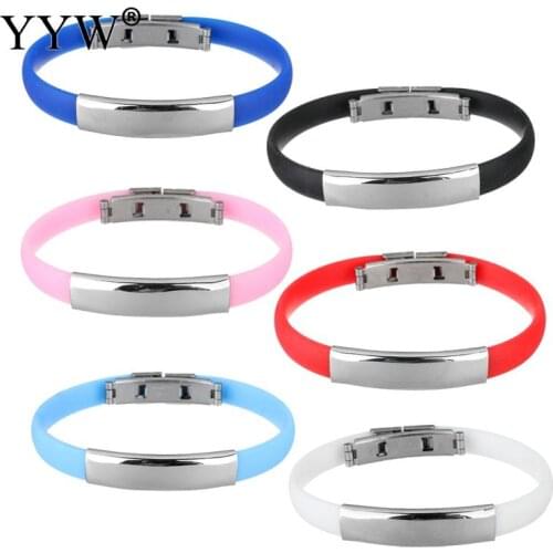 New fashion jewelry bracelets&bangles more colors for choice Silicone with Stainless Steel bracelets Simple Punk Rock best gift