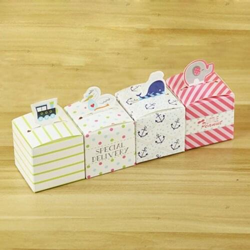 Nautical Whale Favor Gift Boxes For Candy , Wedding Favors And Gifts Candy Box Baby Shower Party Decoration 10Pcs