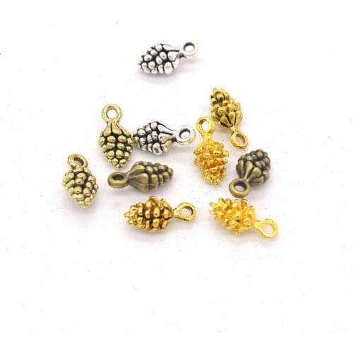 BoYuTe Charms (100 Pieces/Lot) Metal Alloy 13*7MM Pine Cone Charms Pendant Vintage Diy Hand Made Jewelry Accessories