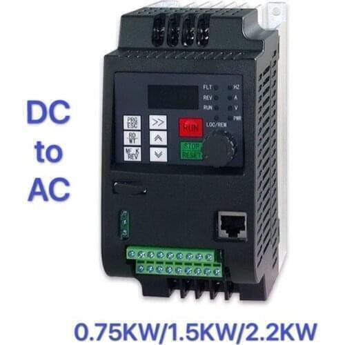 VFD DC 0.75kw/1.5kw/ 2.2KW 220V Single Phase Input and Output 3-Phases 220V Solar Frequency Inverter Free shipping