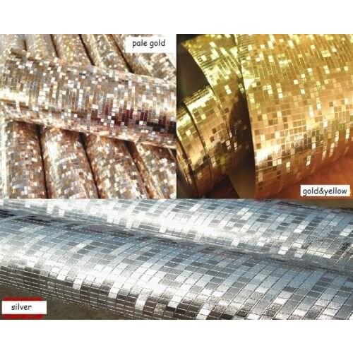 Q QIHANG Modern Luxury Gold/pale gold/silver Foil Mini Mosaic Background Flicker Wallpaper Roll 0.53m*10m=0.53m2