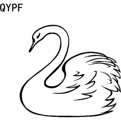 QYPF 15.9cm*14.5cm Cartoon Swan Beautiful Vinyl Car Stickers Black Silver Decal Graphical C15-1081