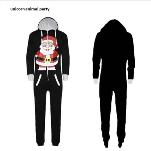 Unisex Christmas Cosplay Clothing Cartoon Comic Santa Claus Long Sleeve Adult Onesie Costume Winter Sleepwear Animal Pajamas