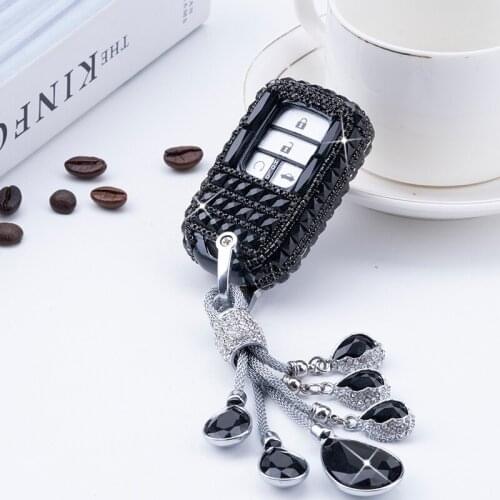 Diamond Crystal Car Key Cover Case For Honda Hrv Civic Accord Cr-v Freed Pilot 2017 2018 Protector Shell Keychain Accessories