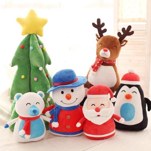 Santa Claus doll snowman cushion plush toy Christmas theme Gift toys Stuffed Animal Penguin Bear kids Gift Christmas decorations
