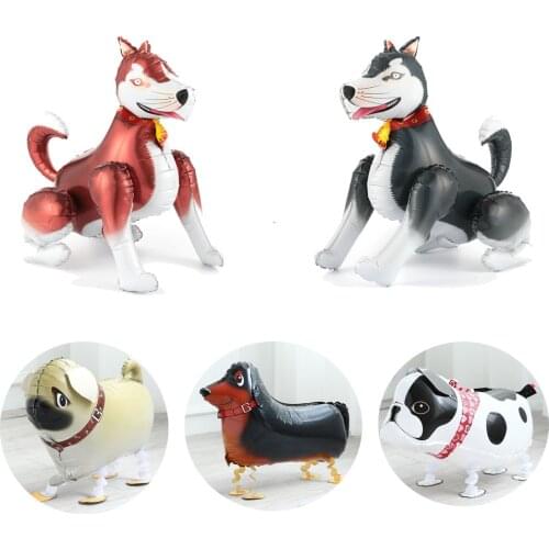 1pc 4D Walking Dog Balloons Animal Pet Assembling DIY Cartoon Husky Foil Balloons Kids Toys Boys Birthday Party Decor Globos