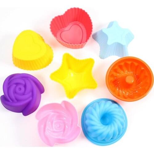 JOYLIVE 7cm 3 inch Bund Nonstick Pan Rose Heart Shaped Star Silicone Muffin Pan Cake Mould
