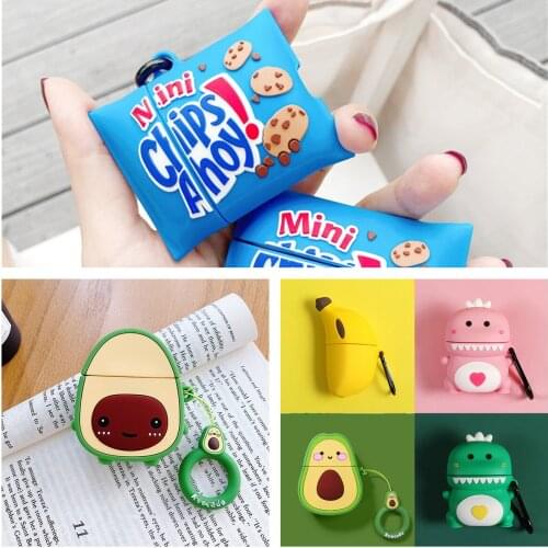 For AirPods Case Airpods 2 Case silicon Protection cute cartoon banana 3D Avocado animal headphone Cover For air pods case funda