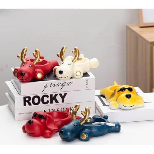 Modern Resin Geometric Dog Ashtray Animal Home Desktop Furnishings Large Capacity Cartoon Cute Ashtray Office Bedroom Decoration