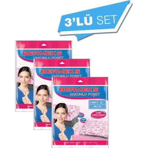 Bermeks Vacuum Bag 50 X70 Clothes Storage Bag Can be Bled With a Broom Transparent Takes Up Little Space SET OF 3