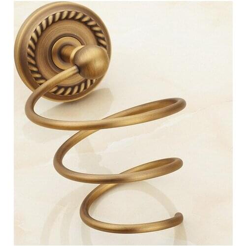 Vintage Antique Brass Hair Dryer Holder Wall Mounted Dryer Holder Bathroom Accessories Bath Hardware Bathroom Fitting mba272
