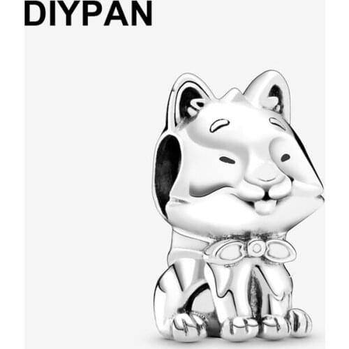 925 Sterling Silver Japanese Akita Inu Dog Charm Fit Original Pandora Bracelet Charms Beads Jewelry Making Berloque