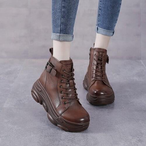 Leather Martin Boots Womens 2021 Autumn and Winter New British Style Flat Ankle Boots Tide Wild Short Boots First Layer Cowhide