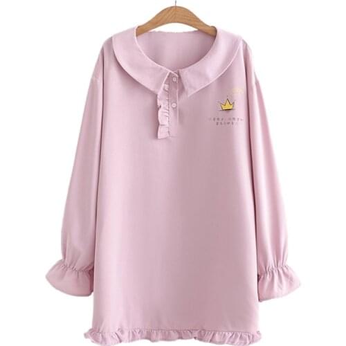 Women Dresses Cartoon Print Petal Sleeve Turndown Collar Casual Straight Dress 2020 Autumn Preppy Style Hight Waist Ladies Dress