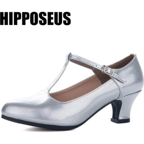 Ballroom Dance-Shoes For Women Latin Dance Shoes Ladies Girls Modern Tango Practise Dancing Shoes Salsa Silver Closed Toe Shoe