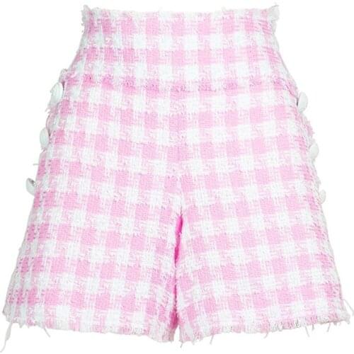 Free Shipping 2021 Autumn Winter Designer Fashion Houndstooth Tweed Shorts Women High Street Elegant Stylish Ladies Outwear