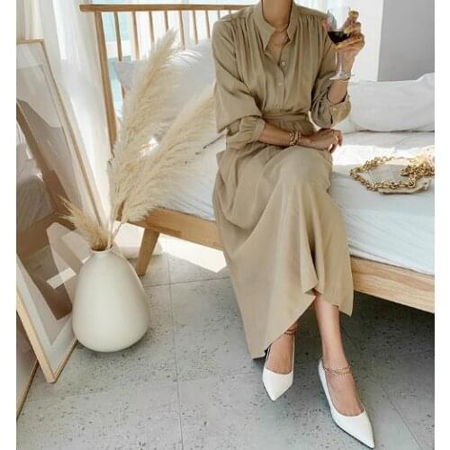 2021 New Summer Shirt Dress Evening Female Vintage Dress Party Oversize Long Sleeve Beach Women Dresses Robe Vestido Prom pure