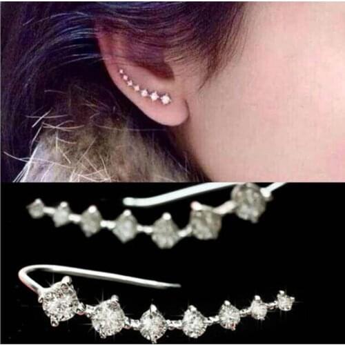 1 Pair Fashion Gold Crystal Ear Cuff Clip On Earrings Charm Jewlery Earring Ear Clip For Women Girls