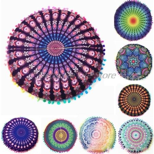 1pc Indian Floor Pillows Round Bohemian Cushion Pillows Cover Case Color Textile Pillow floor mat Home decoration