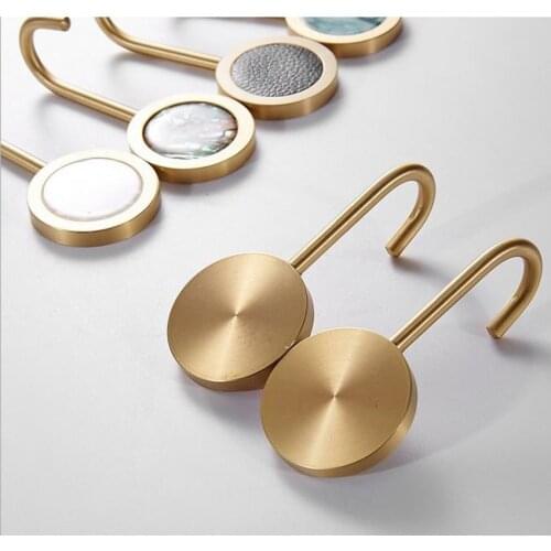 2Pcs Brass Bathroom Hook Brushed Gold Hook Punch Free Natural Marble, Towel Hooks Robe and Coat Sticky Hangers