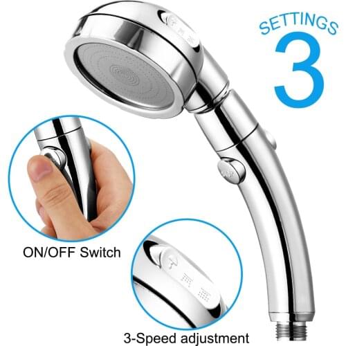 3 Mode Shower Head Adjustable Water Saving 360 Degrees Rotating Water Pressure Shower Head With Stop Button Hook Holder Hose Set