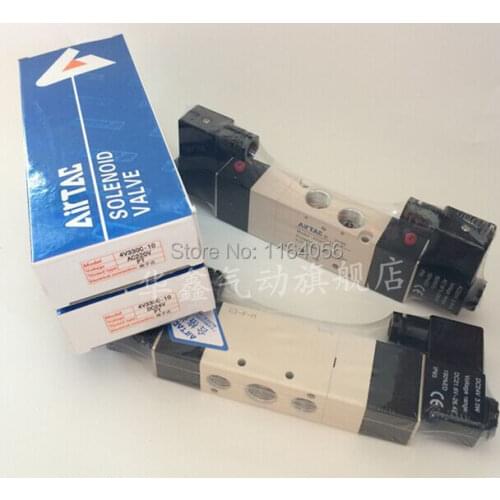 1Pcs 4V330C-10 DC24V 5Way 3Position Dual Solenoid Pneumatic Air Valve 3/8" BSPT