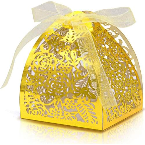 50 Rose Candy Boxes 2.5 inches x 2.5 inches x 3.1 inches Gift Box Bridal Shower Anniversary Birthday Party Wedding Gift Box