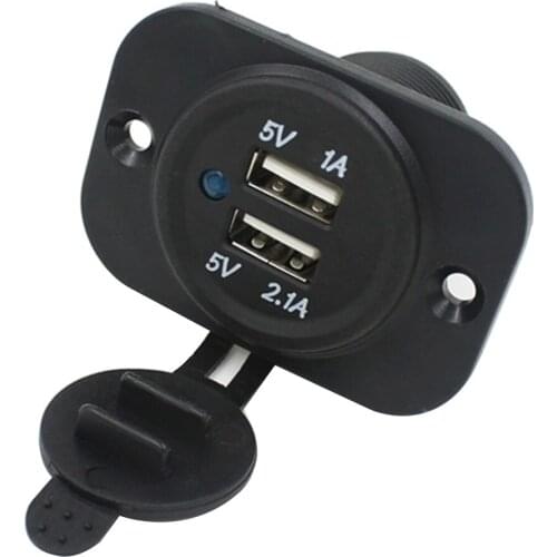 Dual USB Car Charger Voltmeter Panel DC 5V Car Chargers Waterproof Dual USB Auto Motorcycles Chargers Socket Adapter