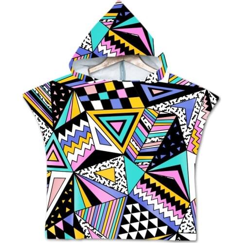 Free shipping Novelty Gift Bohemian Mandala Geometric Zigzags Triangles Baby Kids Hooded Pool Bath Swim Beach Poncho Towel Cape