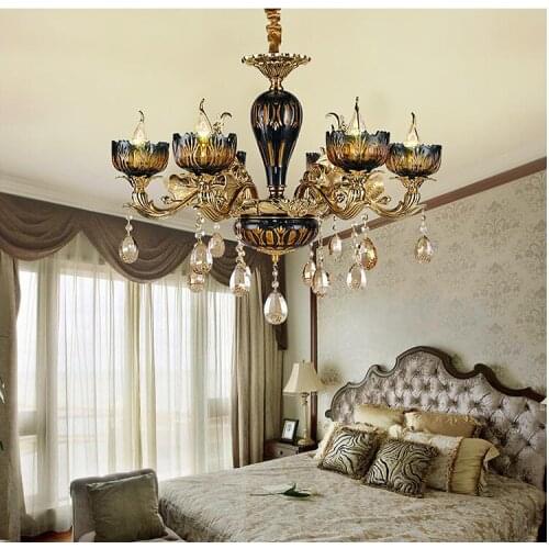 Free Shipping K9 Crystal Zinc Alloy Golden Chandeliers European 6/8/15 Lights Dinning Room Crystal Living Room Home Hanging Lamp