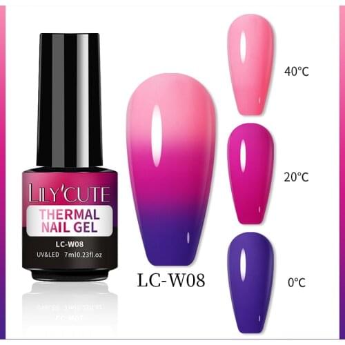 MAD DOLL 7ml Thermal Nail Polish Shiny Sequins Effect Color Change Gel Varnishes For Manicure Nails Art UV Semi Permanent Polish