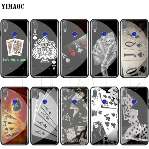 YIMAOC Poker Play Cards Game Tempered Glass Case for xiaomi redmi note 4X 5 6 7 Pro 6A 8 9 A1 A2 Pocophone F1