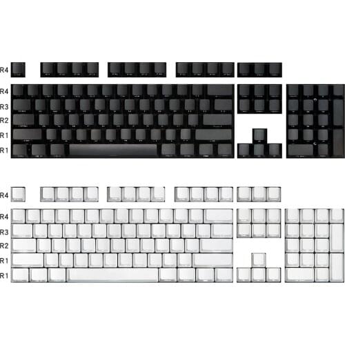 Pure Black White Color PBT Backlit Keycaps For Cherry Mx Switch 87 104 Mechanical Keyboard Side Letter OEM Profile Key Caps