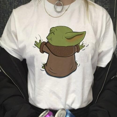 Disney Mandalorian Yoda Baby Kawaii Womens T-shirt Cartoon Anime Figures Fashion Printed Short-sleeved Tops Harajuku Clothes