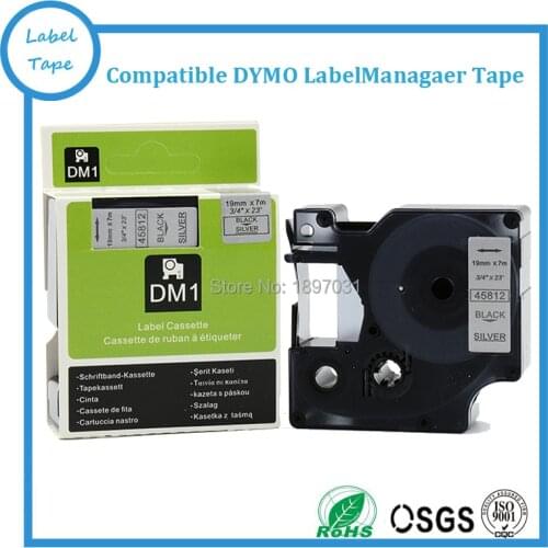 Great quality Compatible Dymo D1 labelmanager 45812 19mm black on silver DYMO d1 tape