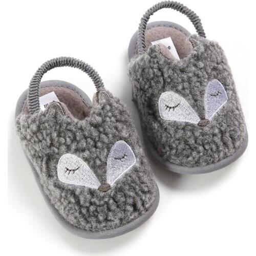 Autumn Winter Toddler Girl Plush flip flop Shoe Newborn Baby Cotton Indoor Warm Soft Sole First walkers