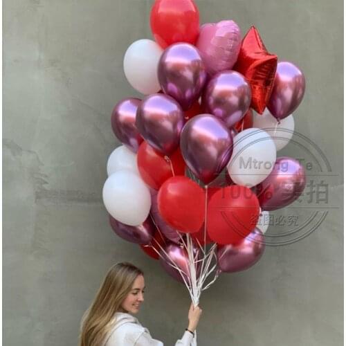 30pcs 12inch Chrome Metallic Latex Balloons Star Foil Helium Ballon Birthday Party Wedding Valentines Day Decoration Air Globos