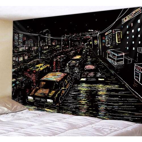 Art painting tapestry landscape line wall hanging beach towel dormitory living room bedroom background wall tapestry Bohemia