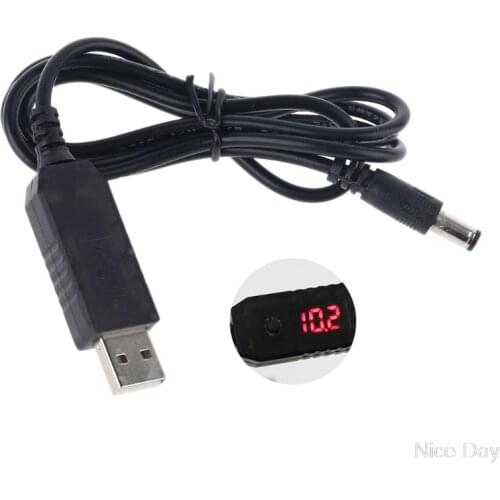 QC3.0 USB to 5V-12V Adjustable Voltage 5.5x2.1mm Power Cable for WiFi Router LED A17 20 Dropship